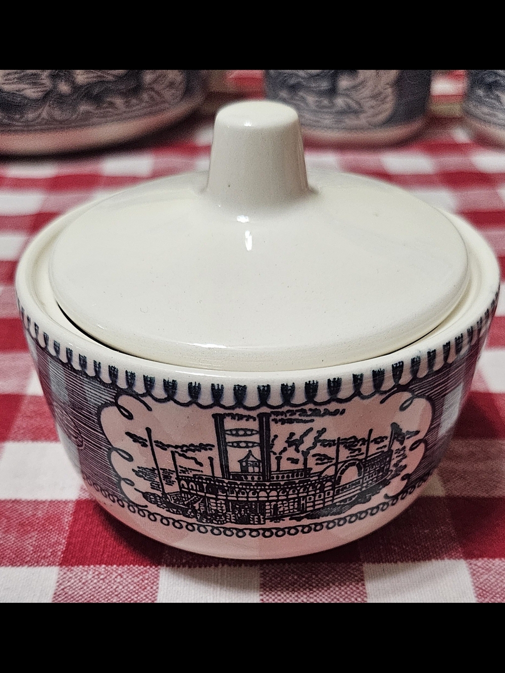 Vintage Currier & Ives Sugar Bowl